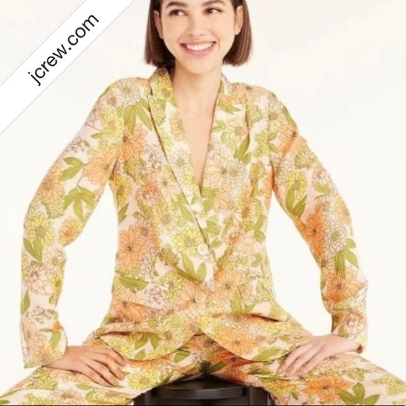 J. Crew Jackets & Blazers - J Crew Cupro long Parke blazer in zinnia floral BG764 NEW